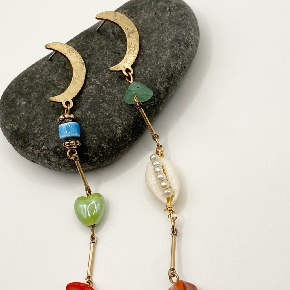 NEW Crescent Moon Charm Dangle Earrings - Picture 12 of 14